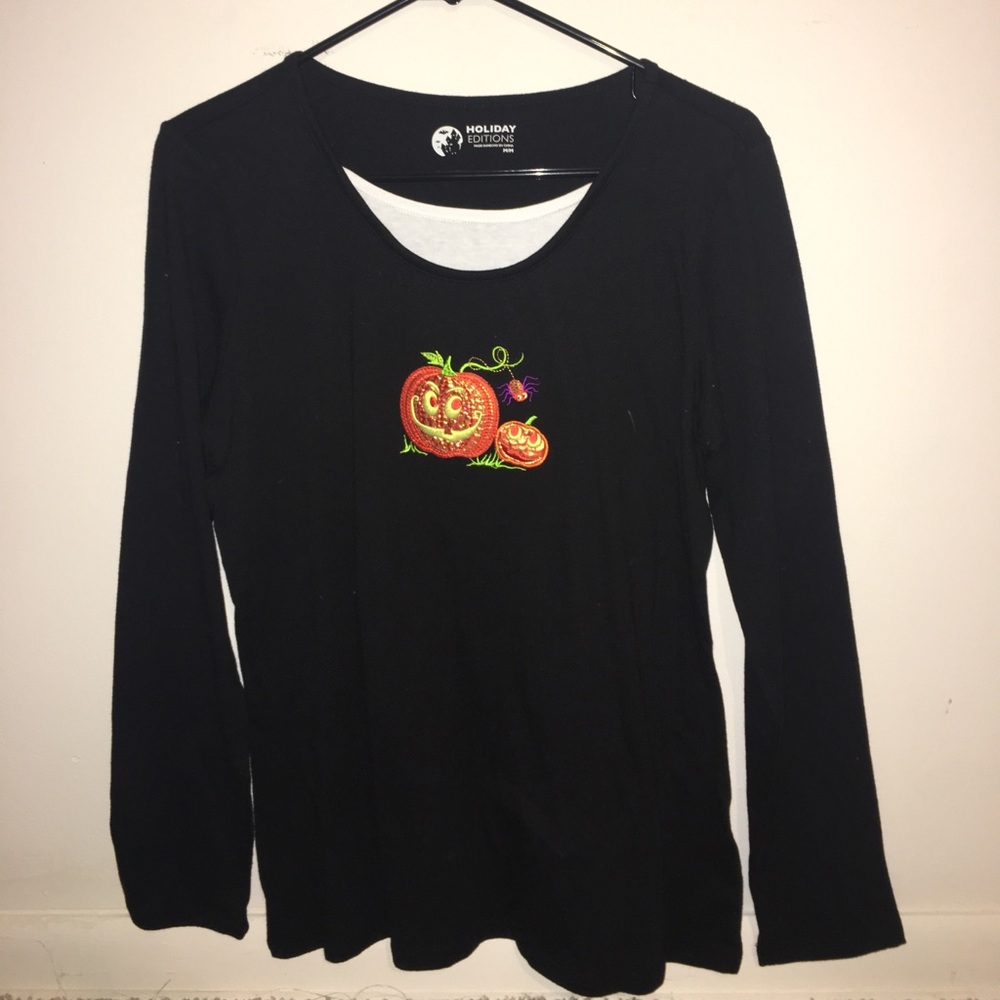 Long Sleeve Black Halloween Pumpkin Shirt!🎃